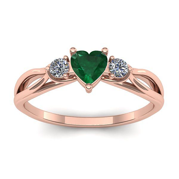 Inel logodna cu smarald inima