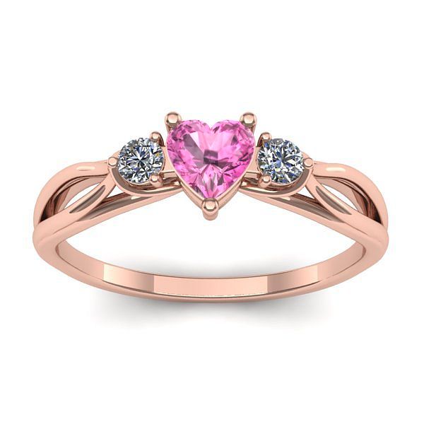 Inel cu safir roz inima
