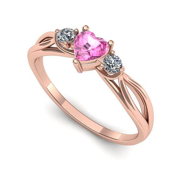 Inel din aur roz cu safir roz