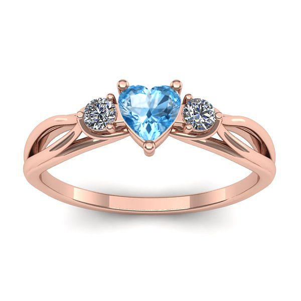 Inel cu topaz blue inima