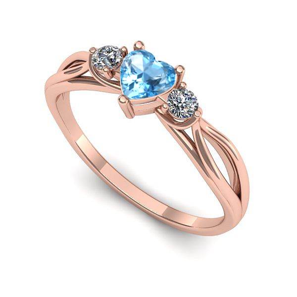 Inel logodna din aur roz cu topaz blue