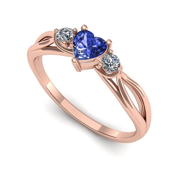Inel din aur roz cu tanzanit