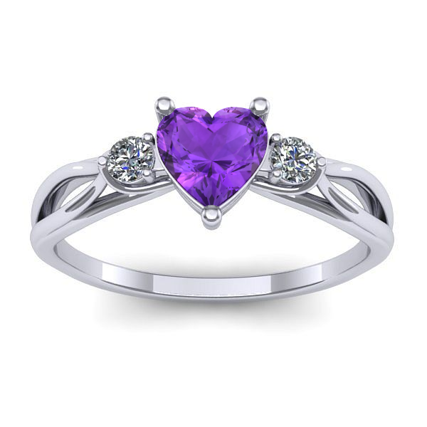 Inel logodna cu ametist inima