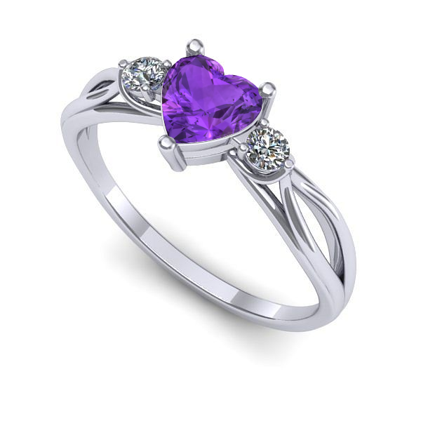 Inel de logodna din aur alb cu ametist