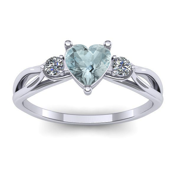 Inel logodna cu aquamarin inima