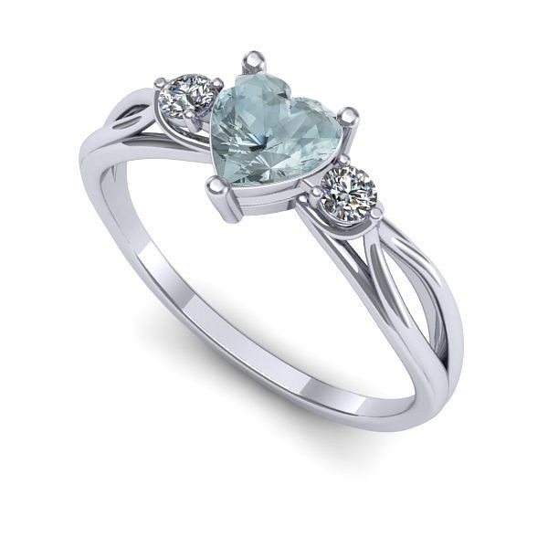 Inel de logodna din aur alb cu aquamarin
