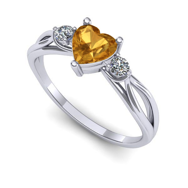 Inel din aur alb cu citrin