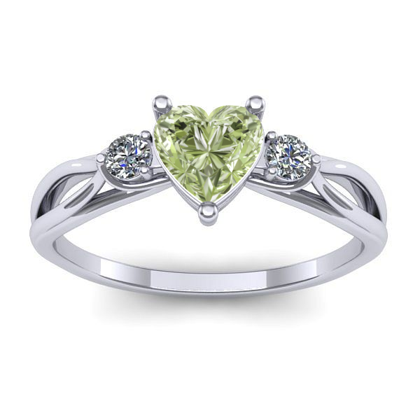 Inel cu diamant de laborator verde inima