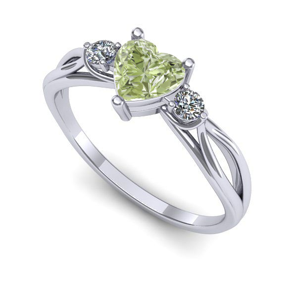Inel de logodna din aur alb cu diamant de laborator verde