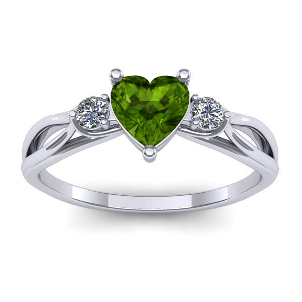 Inel de logodna cu peridot inima