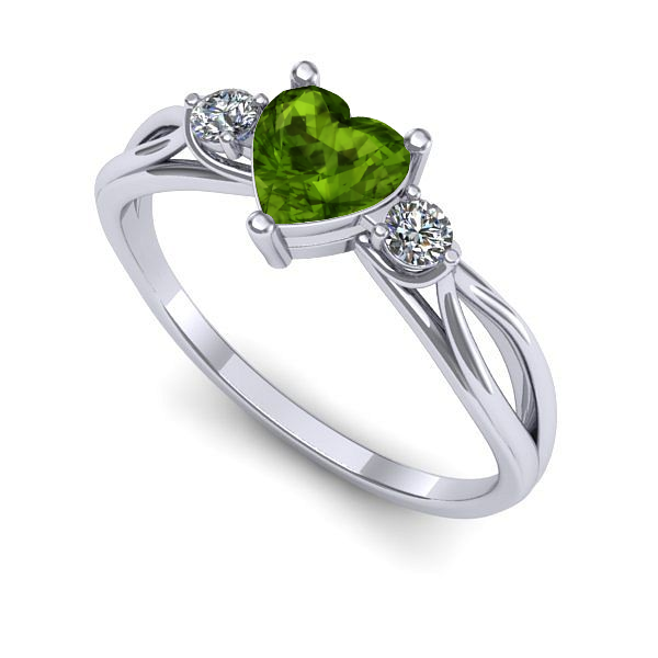 Inel de logodna din aur alb cu peridot