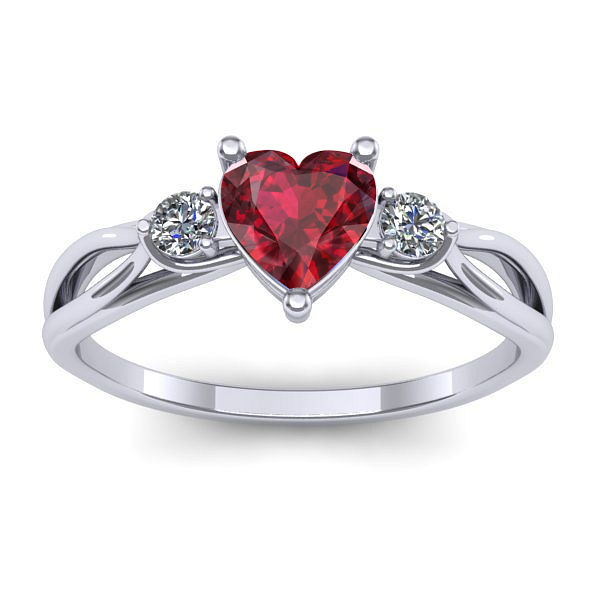 Inel logodna cu rubin inima