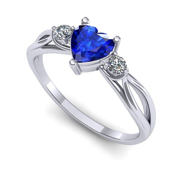 Inel din aur alb cu safir