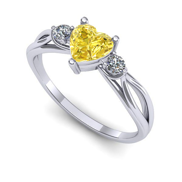 Inel de logodna din aur alb cu safir galben