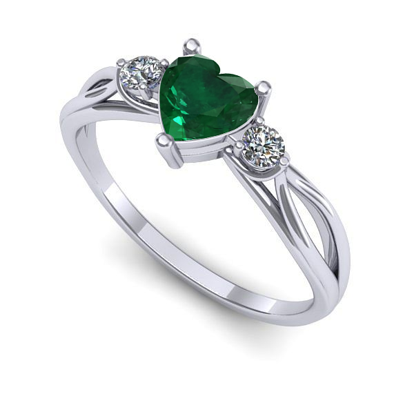 Inel logodna din aur alb cu smarald