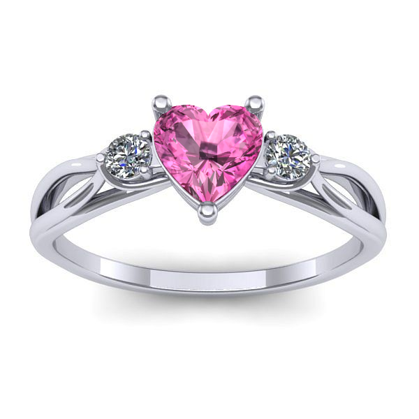 Inel de logodna cu safir roz inima