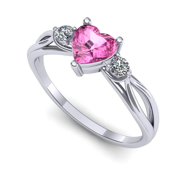 Inel de logodna din aur alb cu safir roz