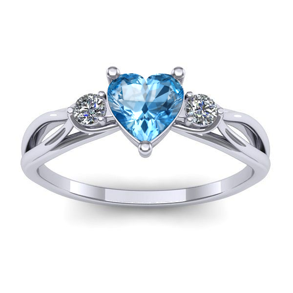 Inel cu topaz blue inima