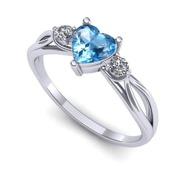 Inel logodna din aur alb cu topaz blue