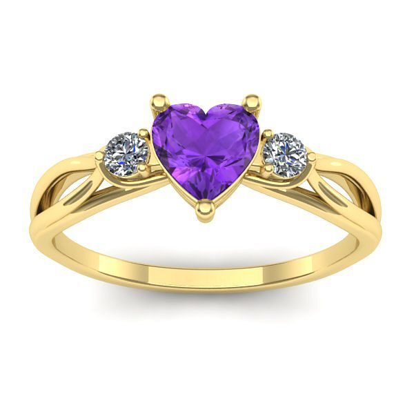 Inel logodna cu ametist inima