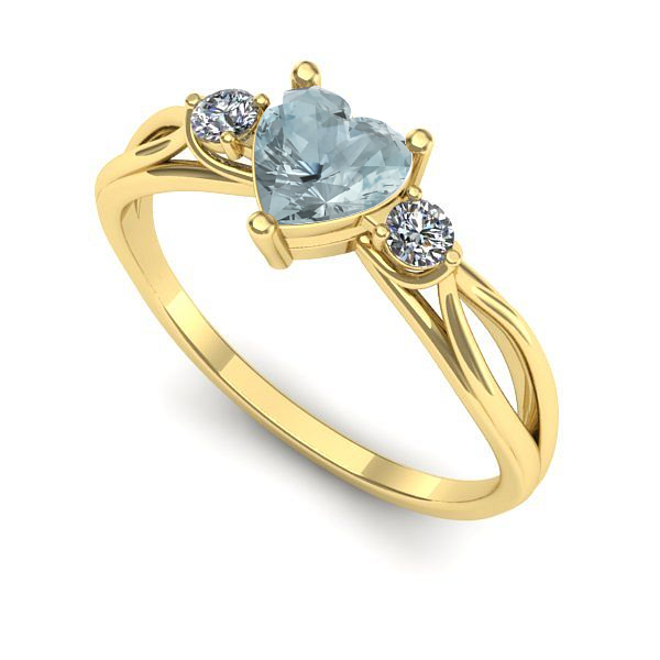 Inel logodna din aur galben cu aquamarin