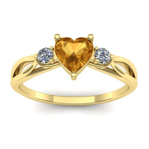 Inel cu citrin inima