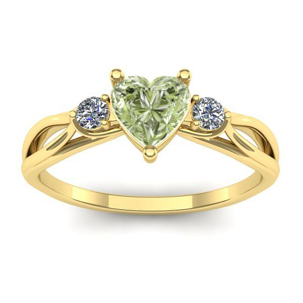 Inel logodna cu diamant de laborator verde inima
