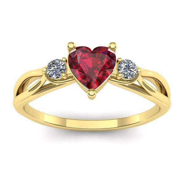 Inel de logodna cu rubin inima
