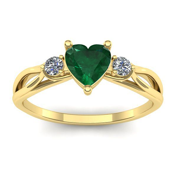 Inel de logodna cu smarald inima