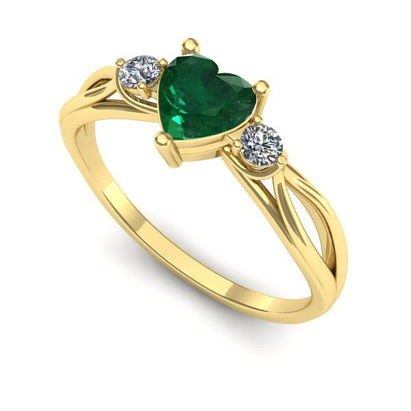 Inel logodna din aur galben cu smarald
