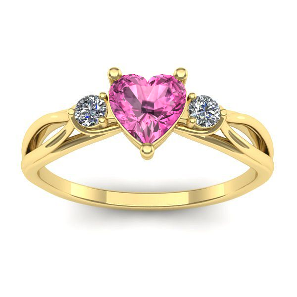 Inel de logodna cu safir roz inima