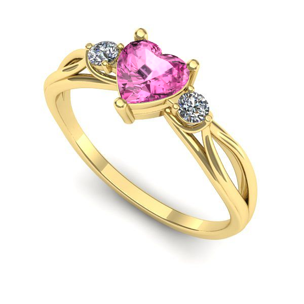 Inel logodna din aur galben cu safir roz