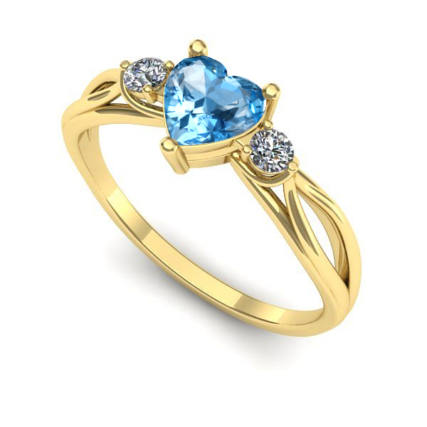 Inel din aur galben cu topaz blue