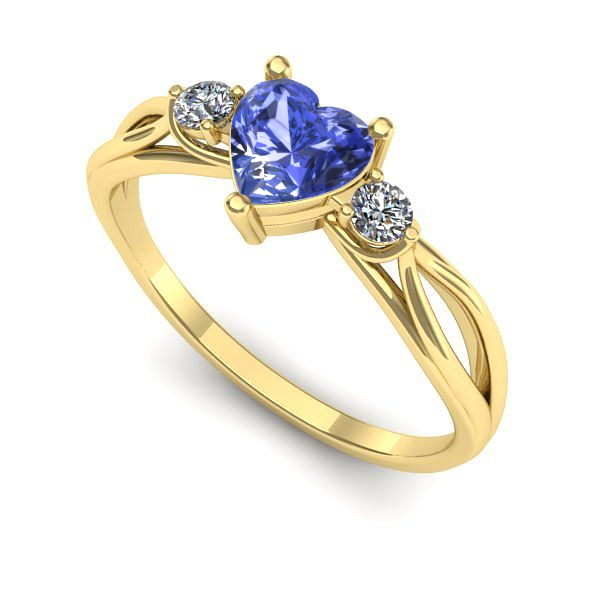 Inel de logodna din aur galben cu tanzanit