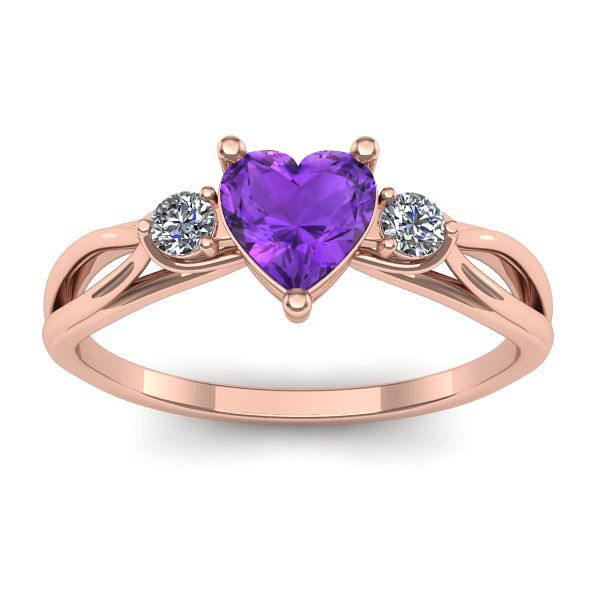 Inel logodna cu ametist inima