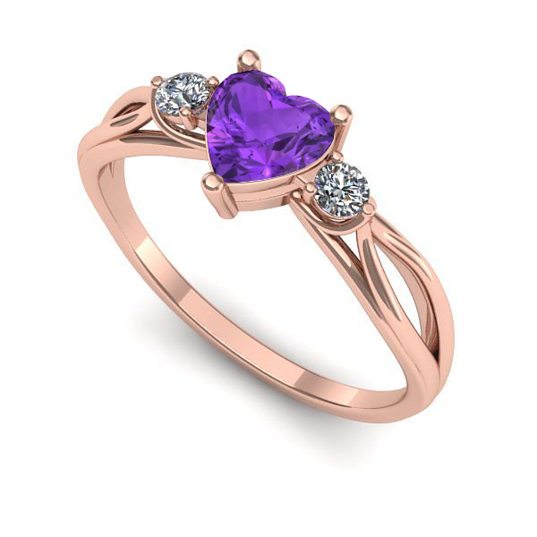 Inel logodna din aur roz cu ametist