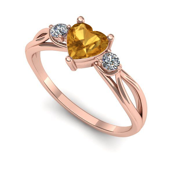 Inel de logodna din aur roz cu citrin