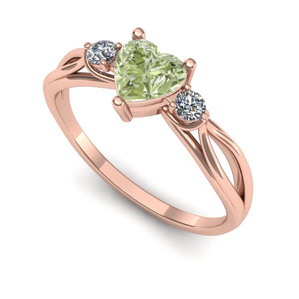 Inel logodna din aur roz cu diamant de laborator verde