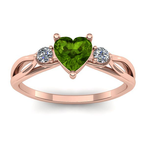 Inel logodna cu peridot inima