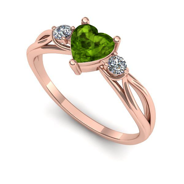 Inel logodna din aur roz cu peridot