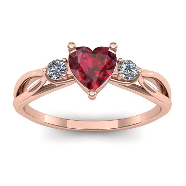 Inel cu rubin inima