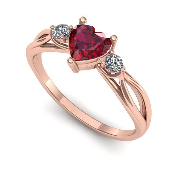 Inel logodna din aur roz cu rubin