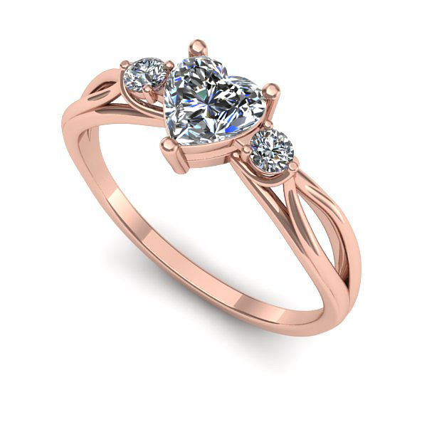 Inel logodna din aur roz cu diamant de laborator