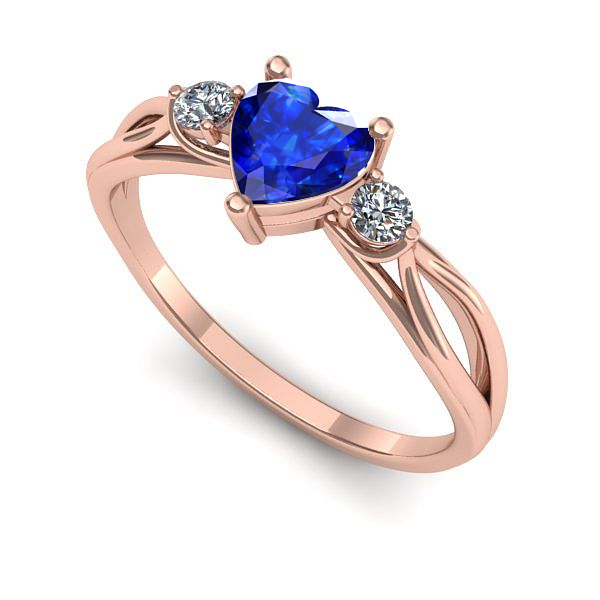 Inel din aur roz cu safir