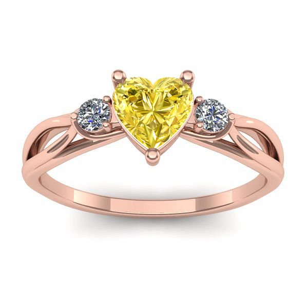 Inel logodna cu safir galben inima