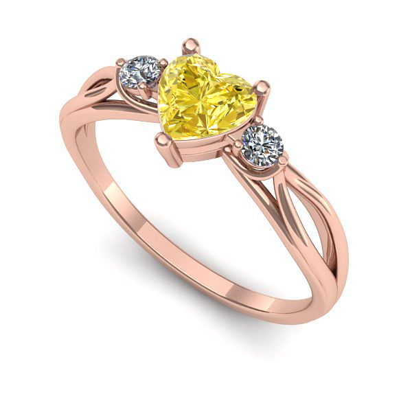 Inel de logodna din aur roz cu safir galben