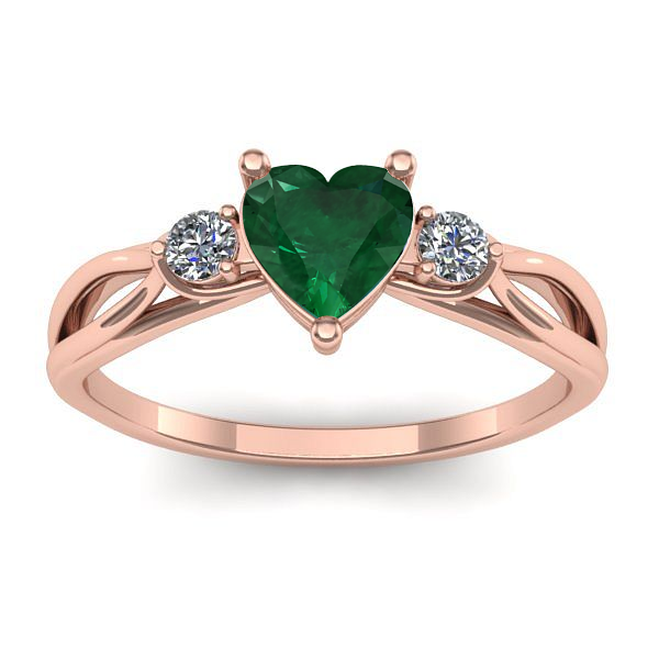 Inel logodna cu smarald inima