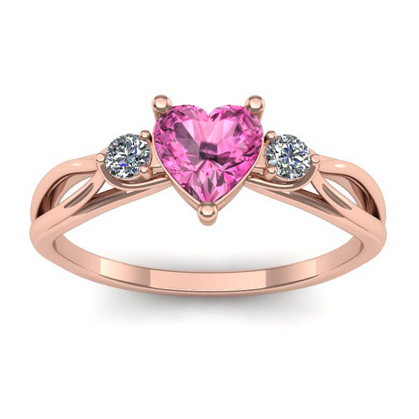 Inel de logodna cu safir roz inima