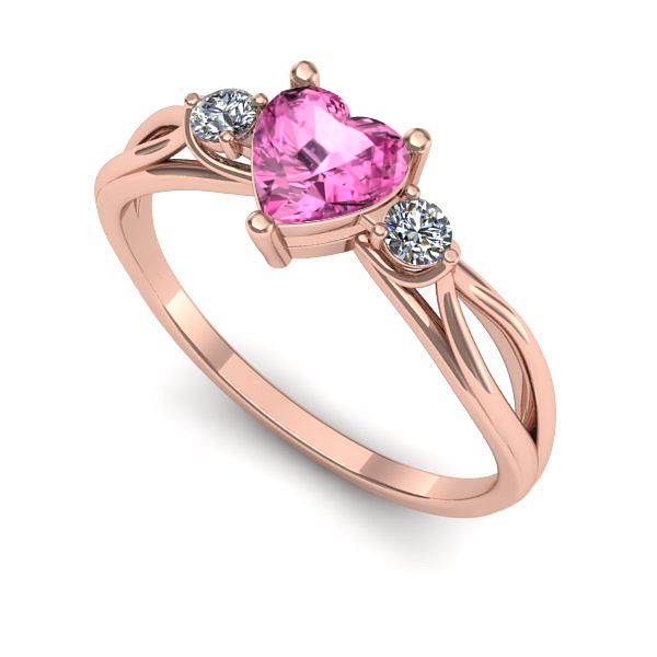 Inel din aur roz cu safir roz