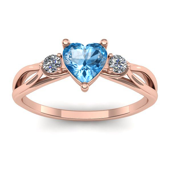 Inel cu topaz blue inima